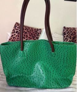 Ostrich green tote bag
