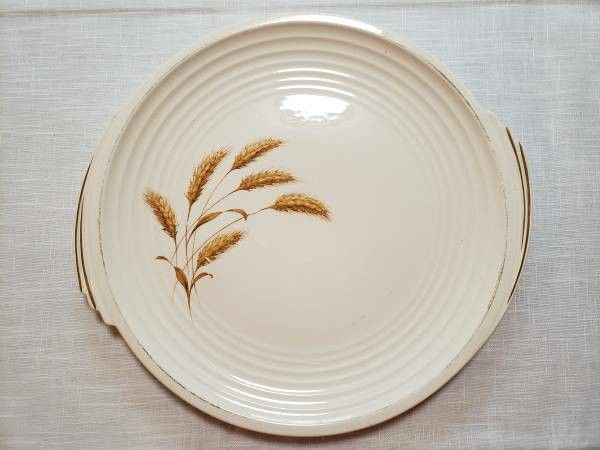Vintage Knowles China Handled Golden Wheat Plate