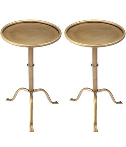 RattanView 2 Pcs Bronze Metal Martini Drink Tables Small Round Pedestal 27.75 Inch Tall
