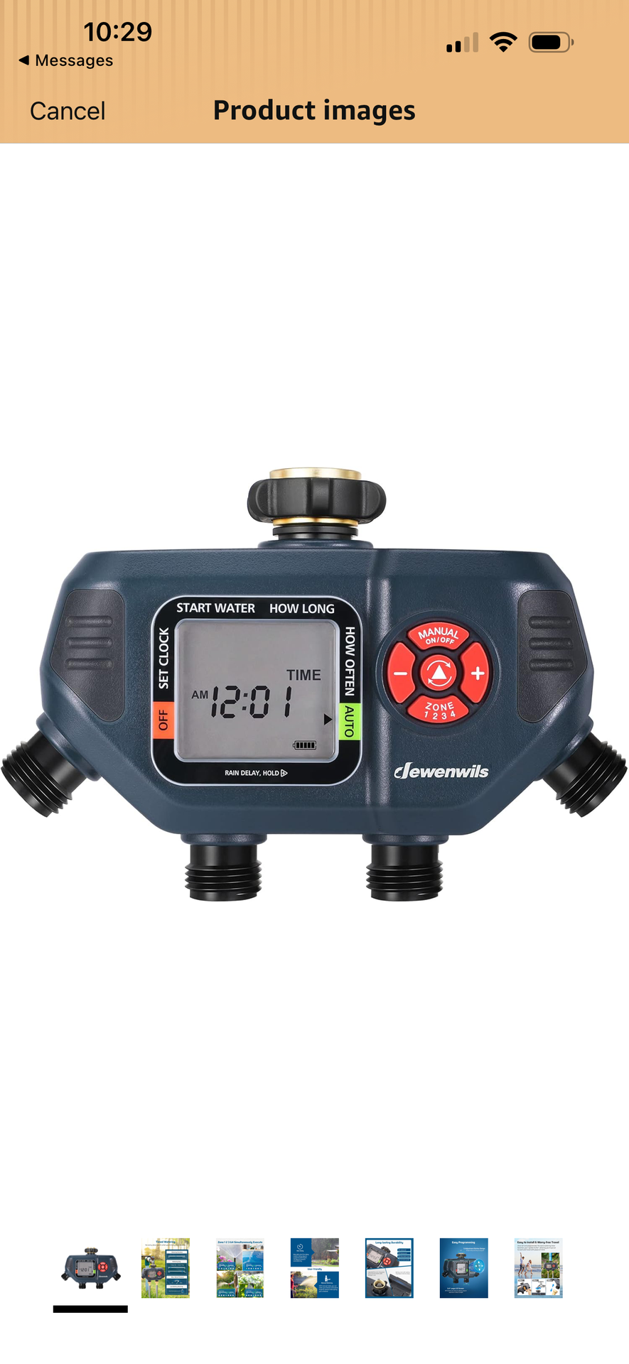 DEWENWILS Sprinkler Timer 4 Zone, Water Timer for Garden Hose with Rain Delay/Manual/AUTO Irrigation, Programmable Outdoor Faucet Hose for Yard, Lawn