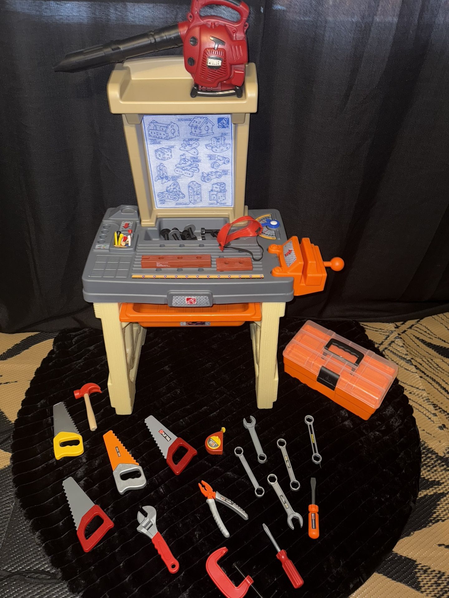 kids' tool bench playset is designed to encourage imaginative play and help develop fine motor skills.