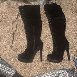 New Thigh High Velvet Boots Size 10 / 4in Heels 