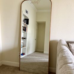 High-End Crate & Barrel Arch Floor Mirror – Solid Oak (Discontinued) 