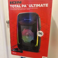 ION High-Power Sound System - Total PA (Ultimate) - Party Bluetooth Speaker 650W + 2 Mics, LED LIGHTS