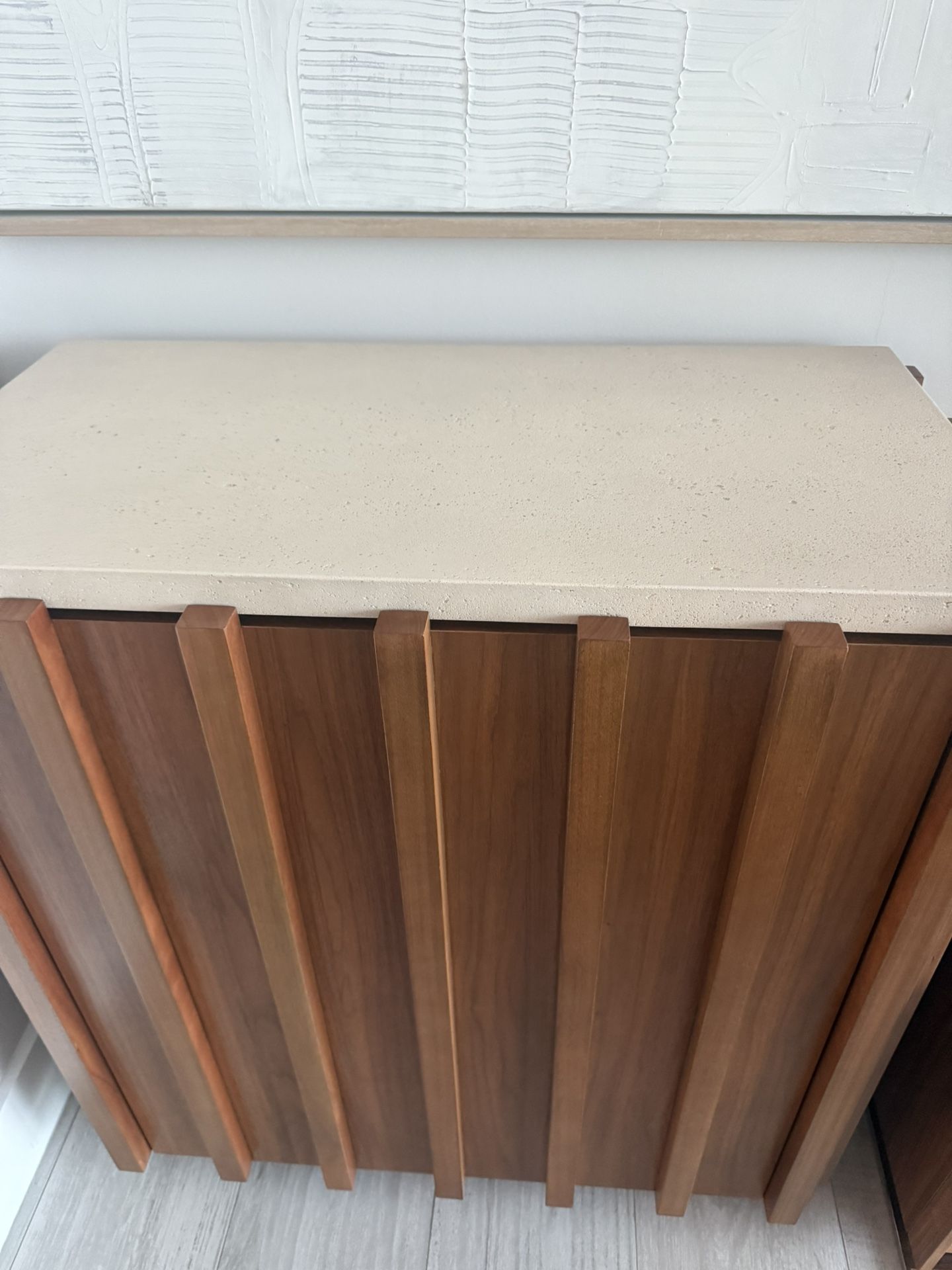 Louis 35" Bar Cabinet, Desert Sand, Cool Walnut