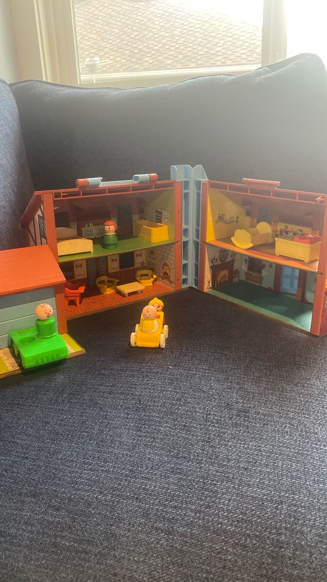 Vintage Little People Blue Tudor House With Accessories