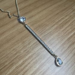 DKNY Crystal Lariat Necklace Gold Tone