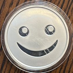 1 Oz Silver  .999 Fine Silver Smiley Face Emoji Round Encapsulated 