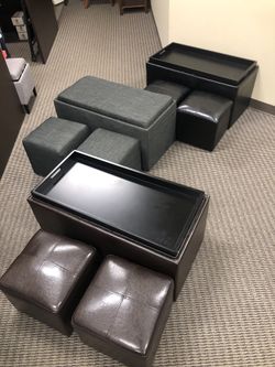 Ottoman Coffee Table - BRAND NEW- Ottoman Converts To Coffee Table Or Eating Trays 