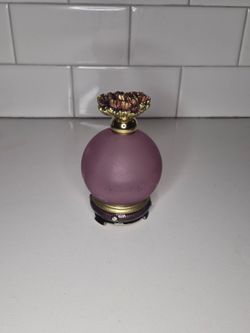 Bella Lux Gold+Frosted Purple Glass Perfume Bottle+Flower+Crystal Stopper