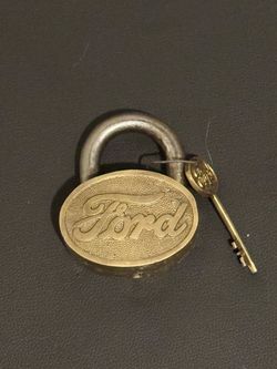 Collectible Vintage Ford Brass Padlock with Key