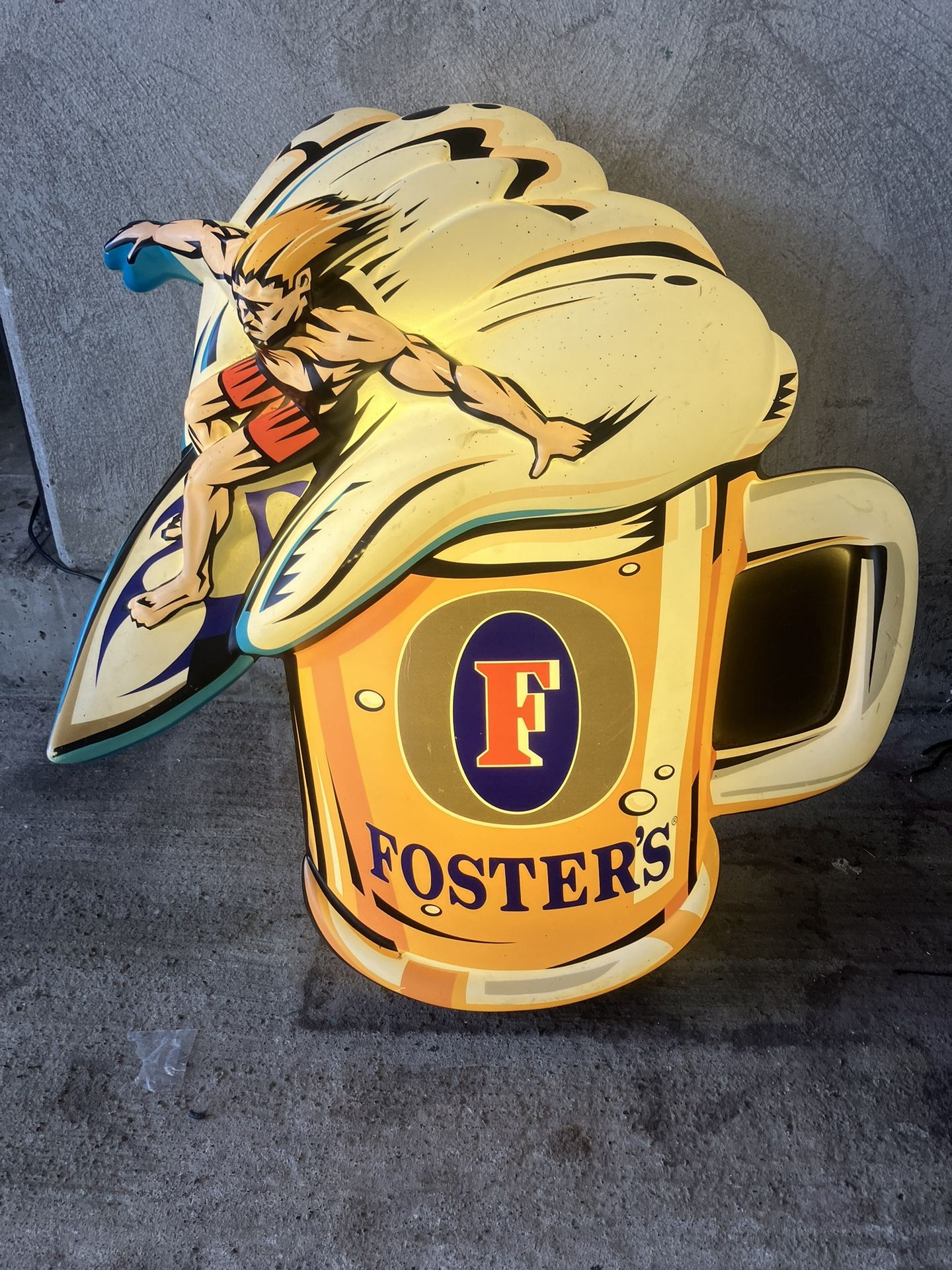 Rare vintage Fosters Beer Sign w/surfer