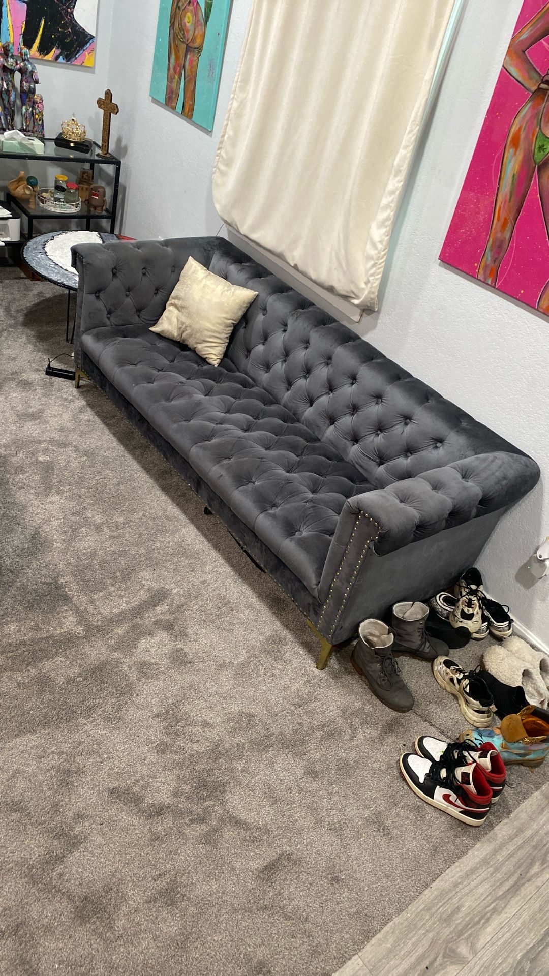 Modern Suede Grey Couch