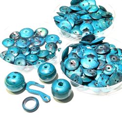 74 Turquoise Bone Beads Lot