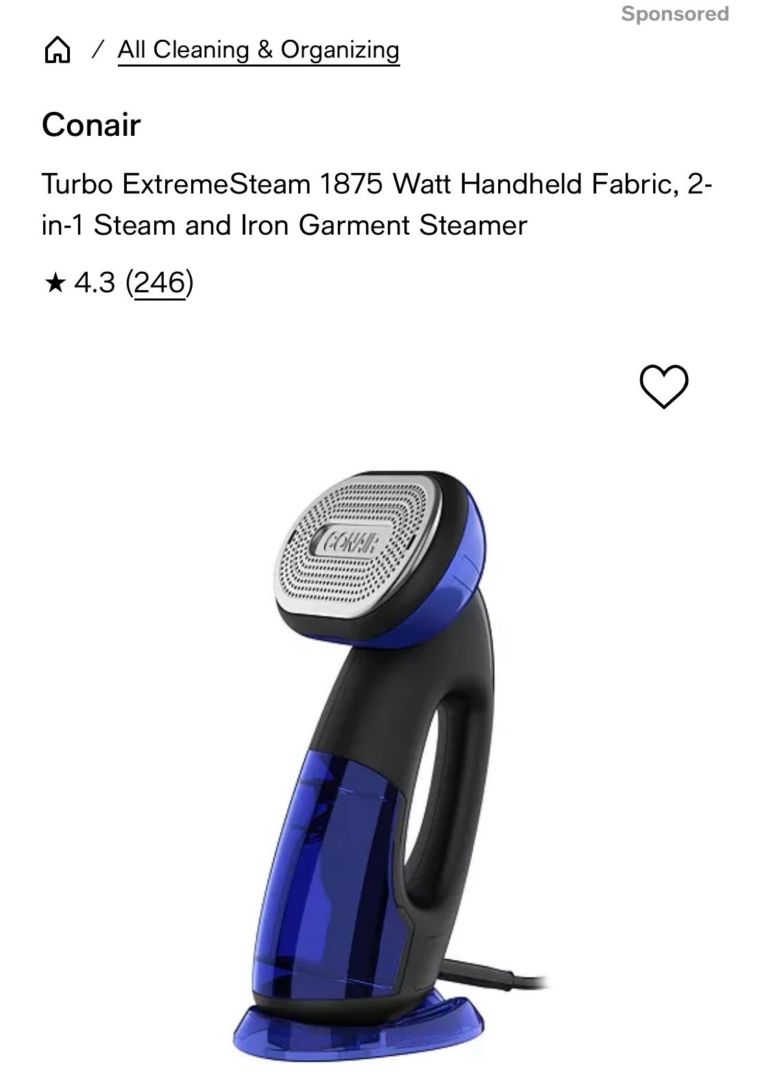 Con air 2 In 1 Turbo Handheld Steamer & iron