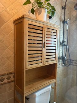 Bathroom Over-the-Toilet Storage Cabinet – Bamboo Wood