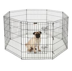 Dog Playpen - Foldable Metal Exercise Puppy Play Pen with 8 24x30in Panels - Indoor/Outdoor Pen with Door for Dogs, Cats or Small Animals