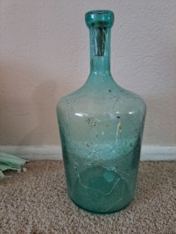 Greenish blue glass vase