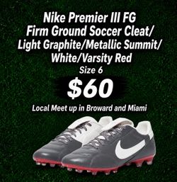 Nike Premier III FG Firm Ground Soccer Cleat/ Light Graphite/Metallic Summit/White/Varsity Red