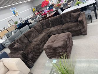 Brown Corduroy Sectional Sofa with Ottoman ‼️ Only $899‼️