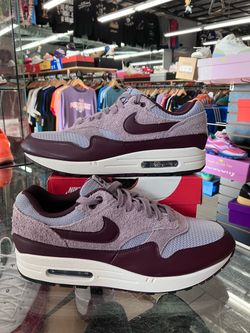Nike Air Max 1 Essential PRM Cement Grey Burgundy Crush