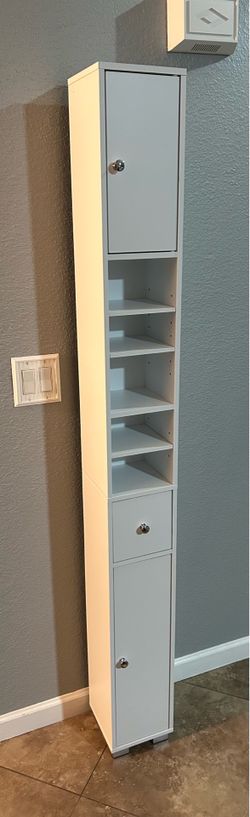 (NEW) 71”High White Bath Cabinet