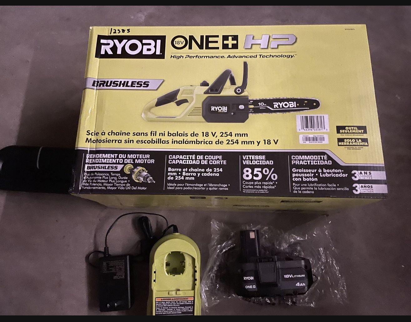 Ryobi Hp 10” Chainsaw 18v With 4ah Batt And Charger New $200 In N Lakeland