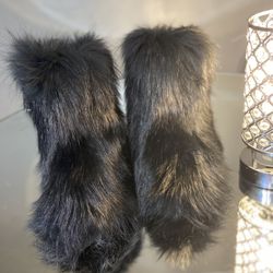 Black Genuine Fur Boots Size 10