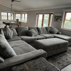 Couch With Lounger - Very Cozy In Great Condition. And 2 End Tables 