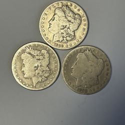 3 Morgan Silver Dollars…..Circulated……$90