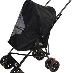 Pet Gear Travel Lite Plus Stroller, Compact, Easy Fold, No Assembly Required, Large Wheels for Cats and Dogs up to 15 pounds, New Black