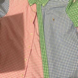 Polo Blue Pink Green Button Up Shirt Short Sleeve 20$