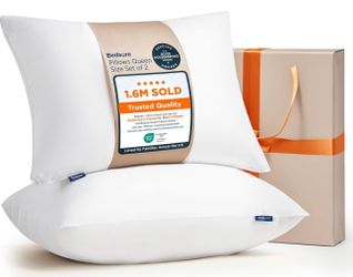 Bedsure Bed Pillows Queen Size Set of 2 Down Alternative Soft Support White