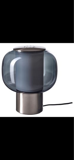 HÖGVIND Table lamp, nickel plated/gray glass