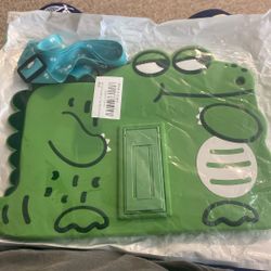 3D Cute Crocodile Case for iPad 10th 2022/Air 5th 2022/Air 4th Generation 2020 10.9 inch with Strap,Kawaii Cartoon Green Crocodile Soft Silicone Case 