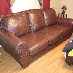 Brown Leather 3pc Livingroom Set & Dining Set 