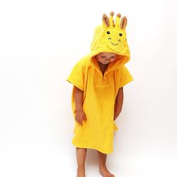 Personalized Kids Hooded Terry Bathrobe towel For Boys and Girls, Giraffe. 

Material: natural soft terry cotton 100%
Color: delicate orange
