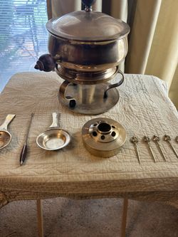Vintage Heavy 8 pounds Thick Gauge Solid Brass Chafing Dish With Lid Stand Burner All Solid Brass
