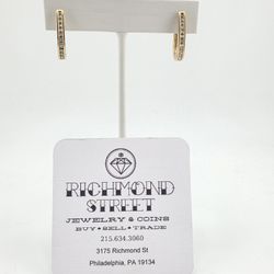 14k gold diamond hoop earrings