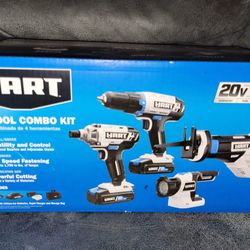 HART
HART 20-Volt Cordless 4-Tool Combo Kit (2) 1.5Ah Lithium-Ion Batteries and 16-inch Storage Bag
