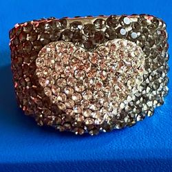 BIG CHUNKY RHINESTONE PAVE HEART BLACK SILVER Fashion RING 11 ** VALENTINE ** See More DESIGNER items