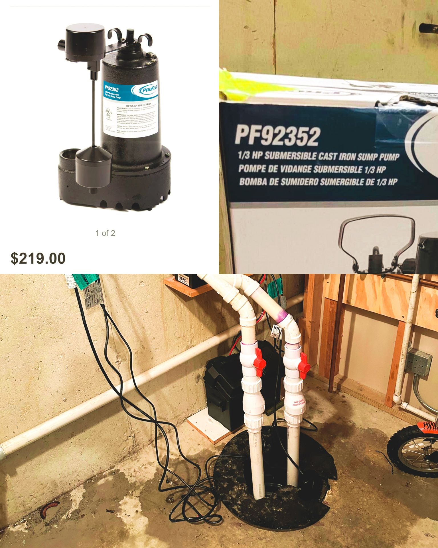 Sump Pump / Bomba De AGUA 1/3 Hp