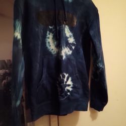Tye Dye Blue Sweatshirt Hoodie Adult Small New