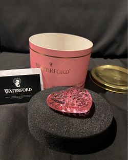 Waterford "How Do I Love Thee" Pink Crystal Paperweight