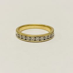 14K Yellow Gold Round Cut 1/2 Carat Diamond Band Hallmarked IKS