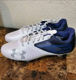 New Under Armour Blur Lux MC Football Cleats Navy/White Men's Size 13.5