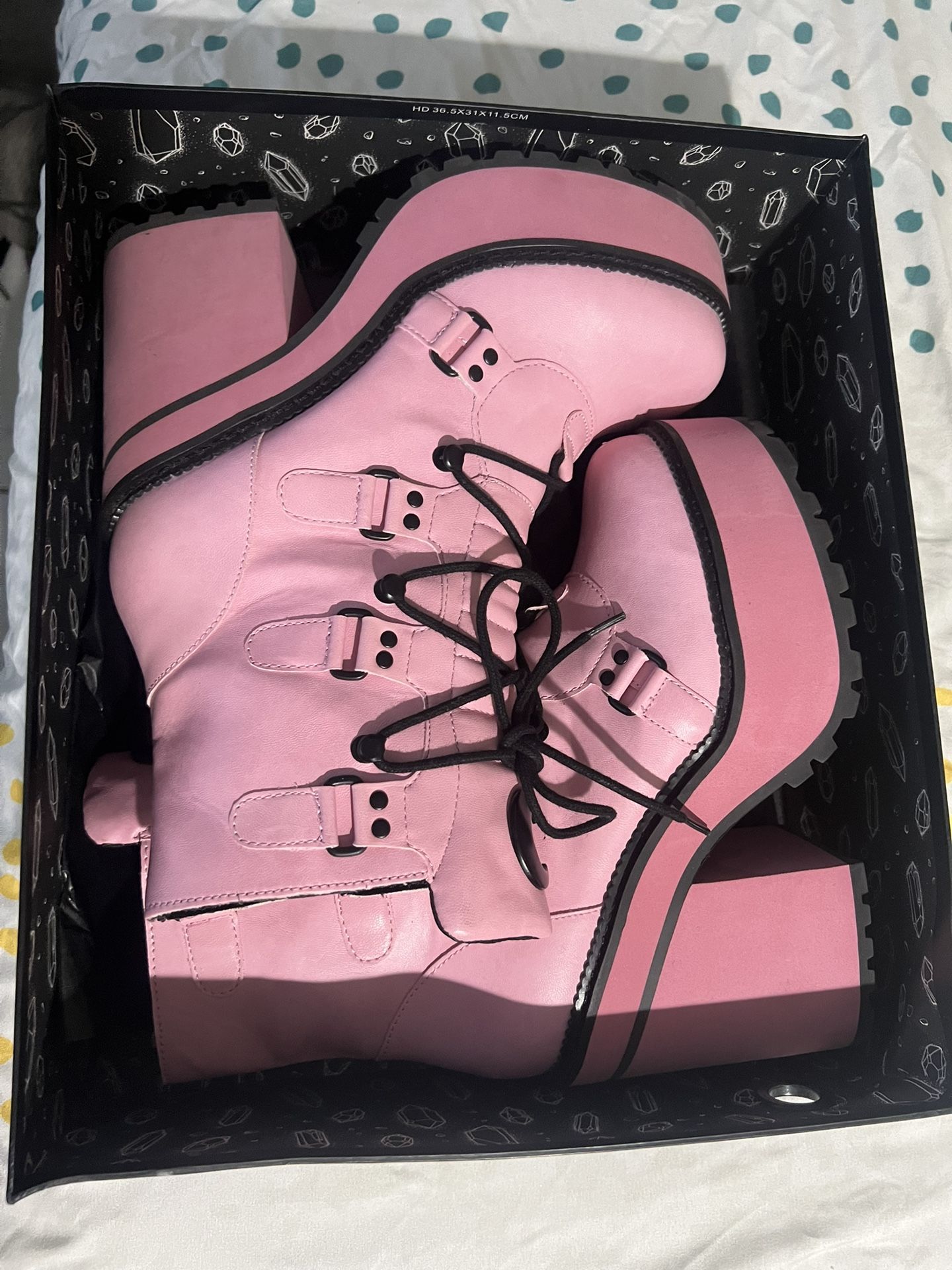 E-Girl Goth Punk Killstar Broom Rider Boots Pink Size 7