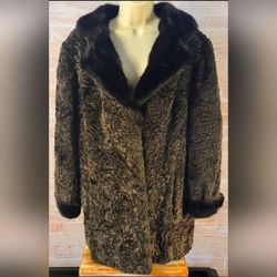American VINTAGE 50's Russel Taylor Designer Persian Lamb Fur coat Jacket L