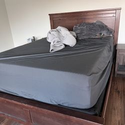 Dark Walnut Bed Frame With Two Matching Bedside Tables!