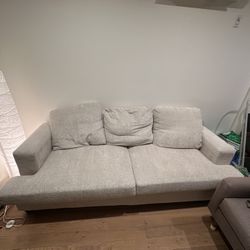 White chenille sofa couch